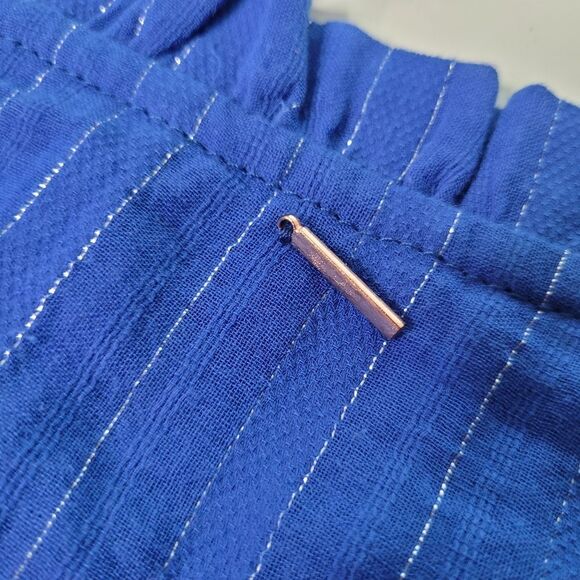 $370 NEW MISA LOS ANGELES BLUE SILVER MINI LILIAN DRESS STRETCH WAIST LARGE NWT - Picture 7 of 10